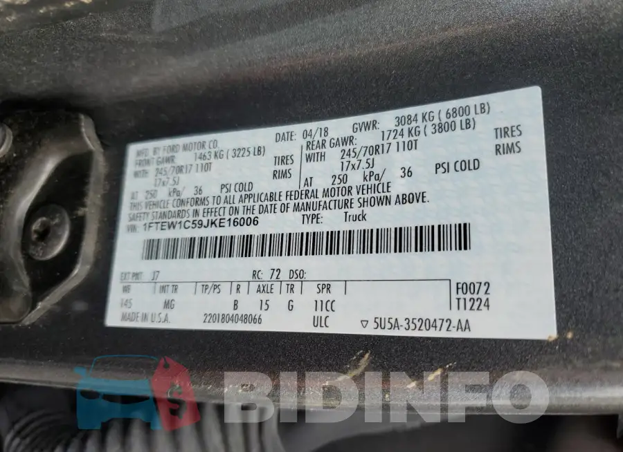1FTEW1C59JKE16006 Photo# 12