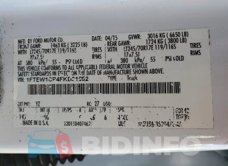 1FTEW1CP4FKD31552 Photo# 12