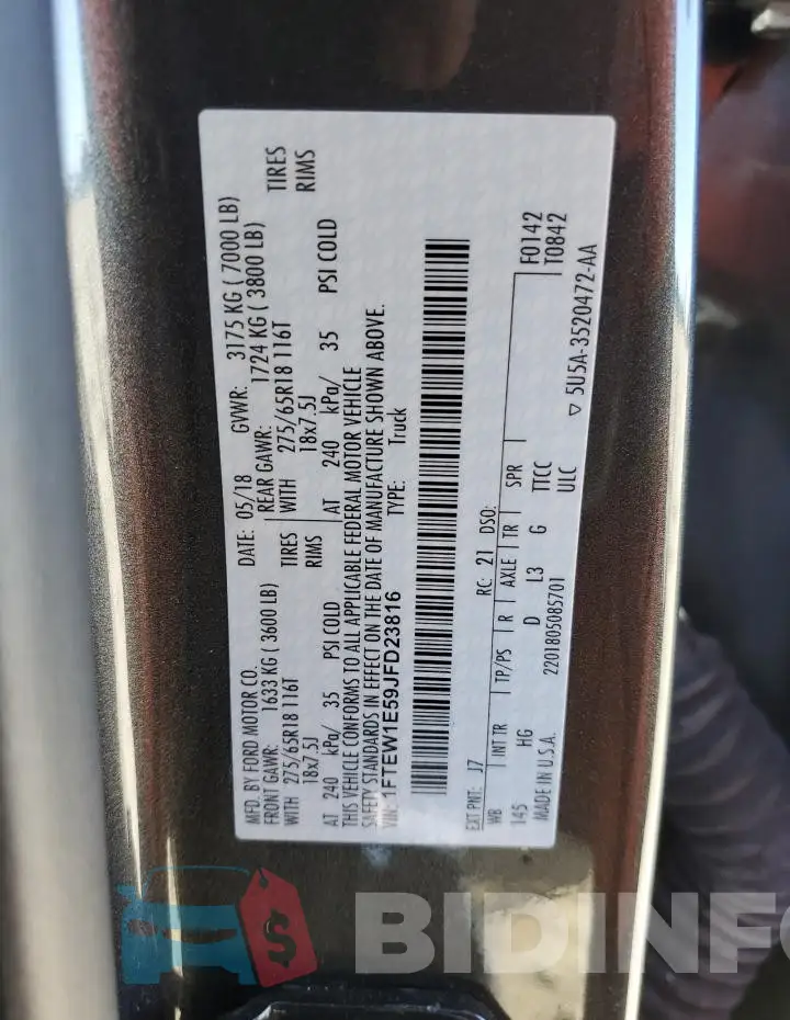 1FTEW1E59JFD23816 Photo# 13
