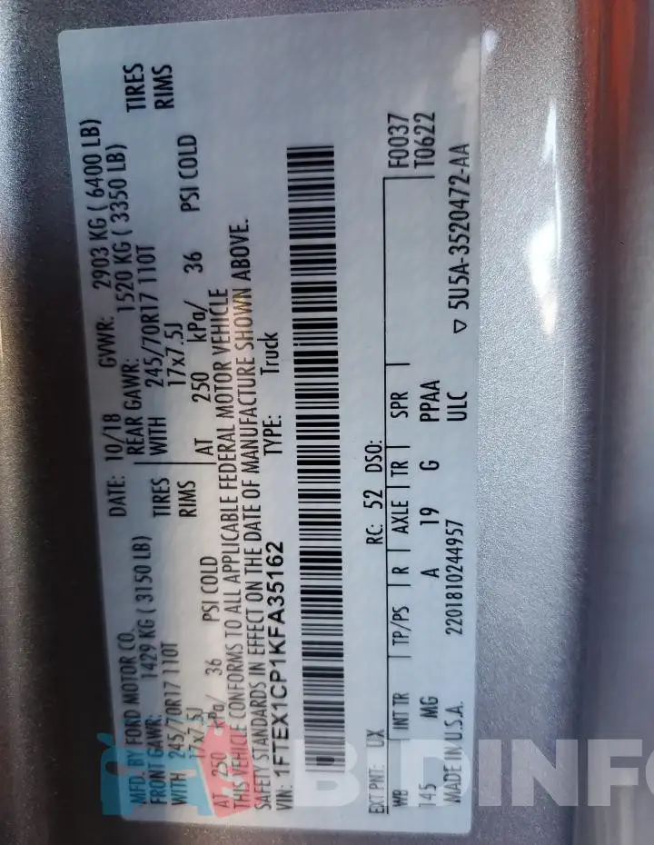 1FTEX1CP1KFA35162 Photo# 12