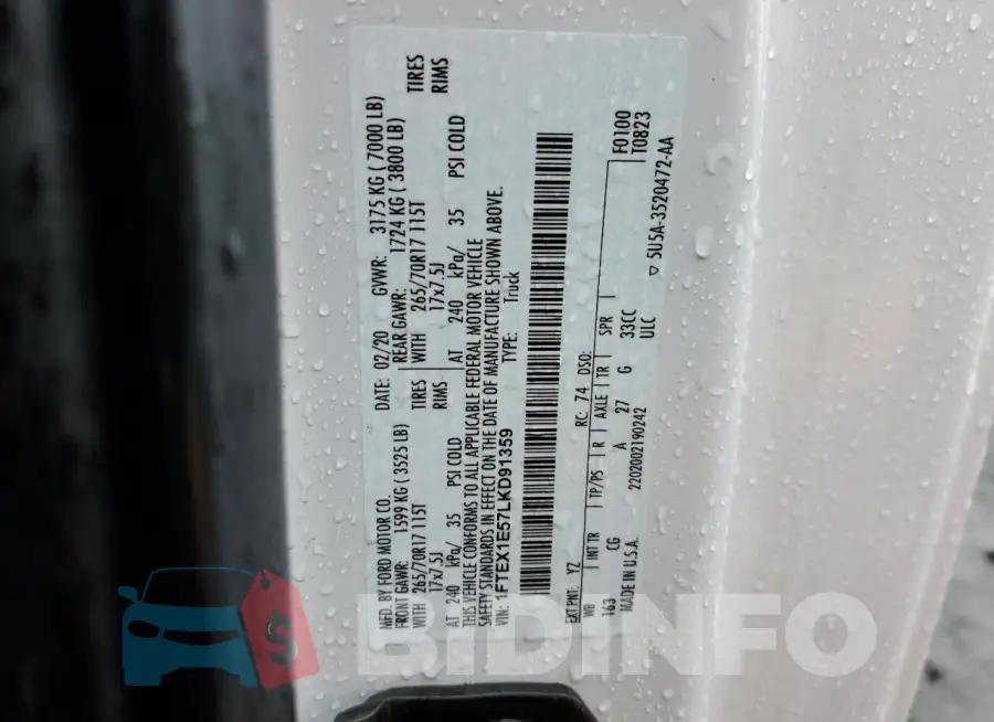 1FTEX1E57LKD91359 Photo# 12
