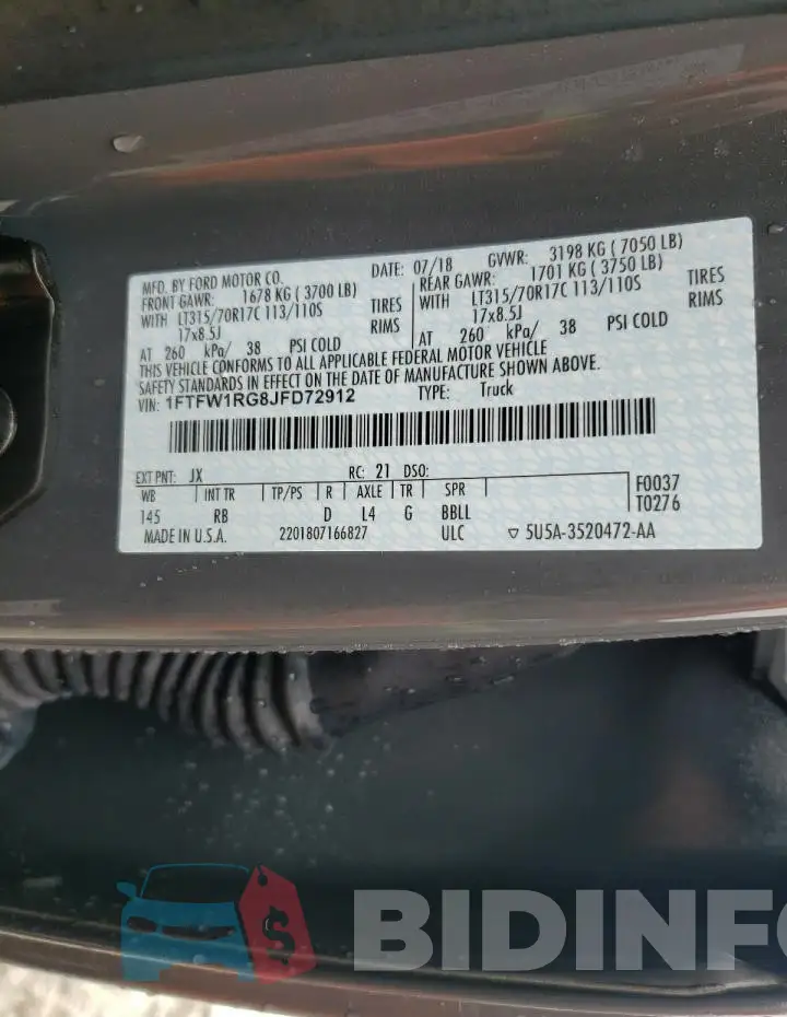 1FTFW1RG8JFD72912 Photo# 12