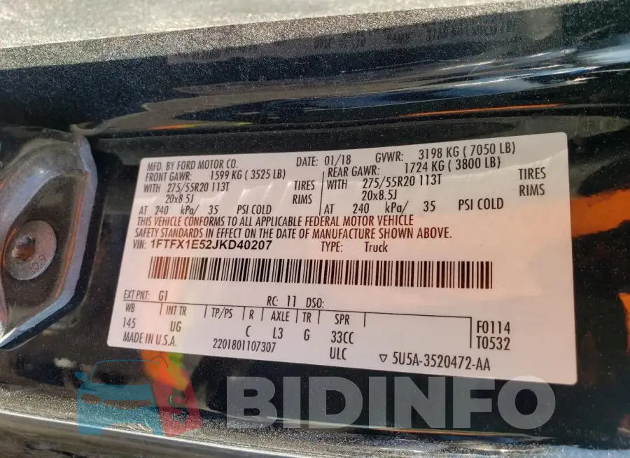 1FTFX1E52JKD40207 Photo# 13