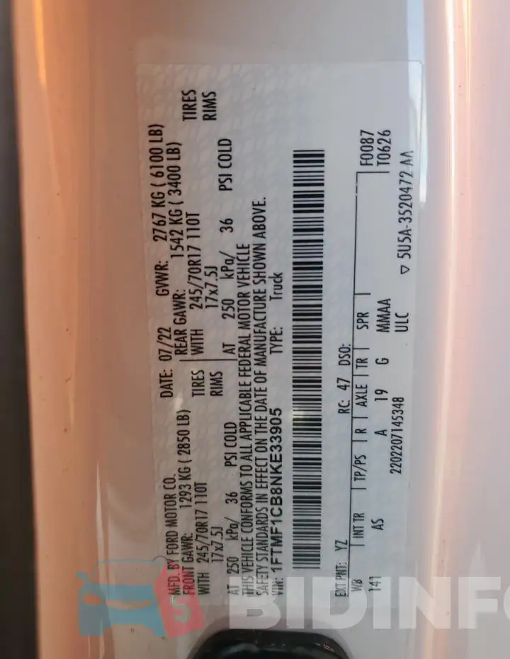 1FTMF1CB8NKE33905 Photo# 12