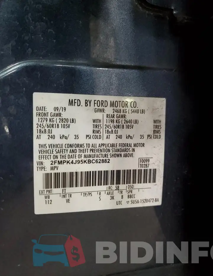 2FMPK4J95KBC62882 Photo# 12