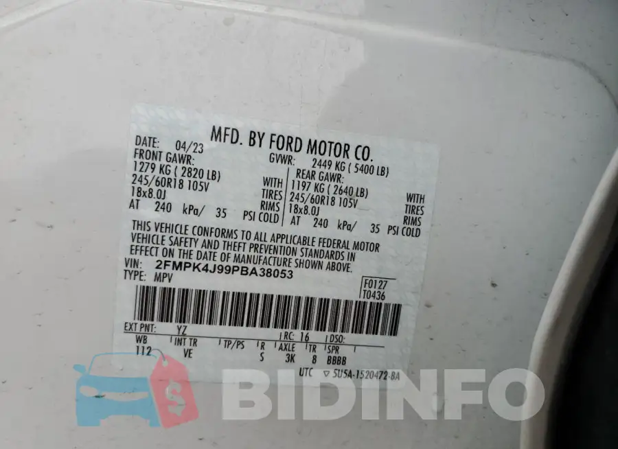 2FMPK4J99PBA38053 Photo# 13