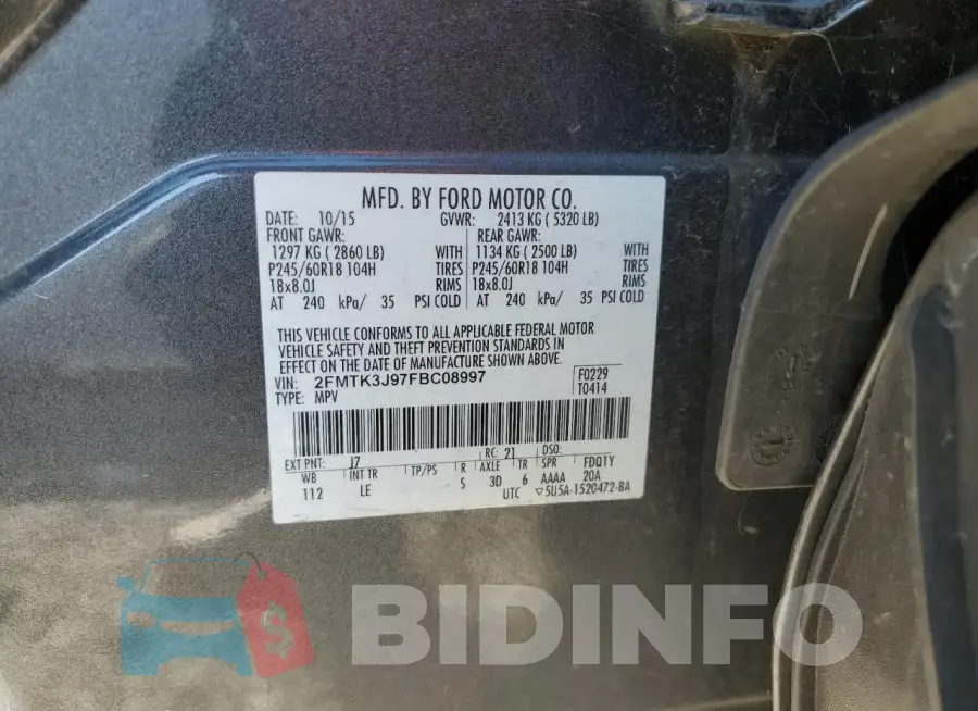 2FMTK3J97FBC08997 Photo# 13