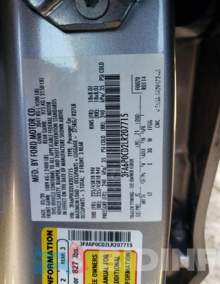 3FA6P0CD2LR207715 Photo# 12