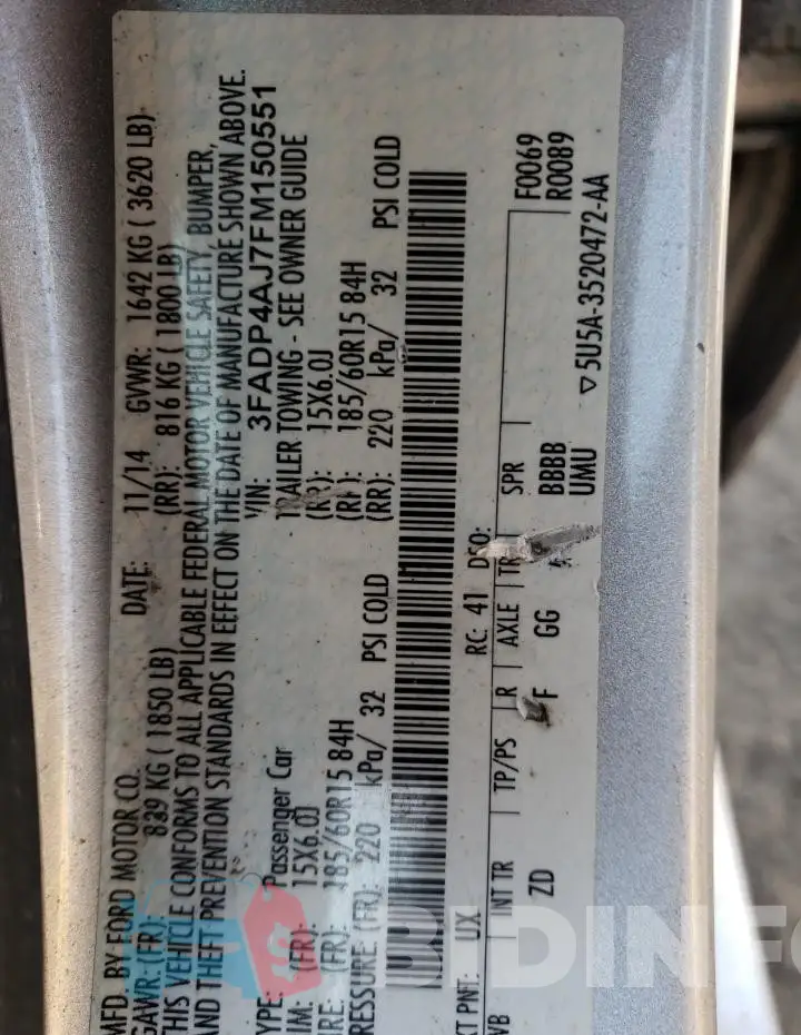 3FADP4AJ7FM150551 Photo# 12