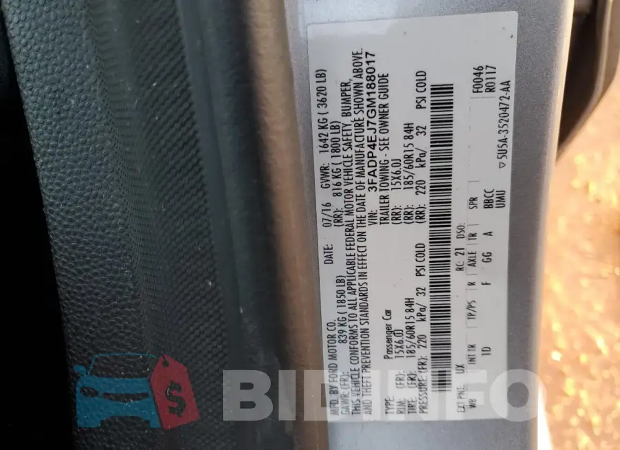 3FADP4EJ7GM188017 Photo# 13