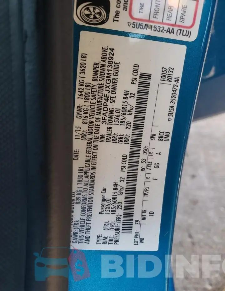 3FADP4EJXGM138924 Photo# 12