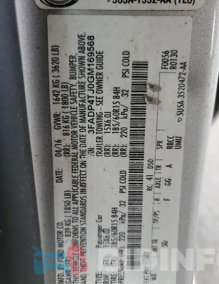 3FADP4TJ0GM169568 Photo# 12