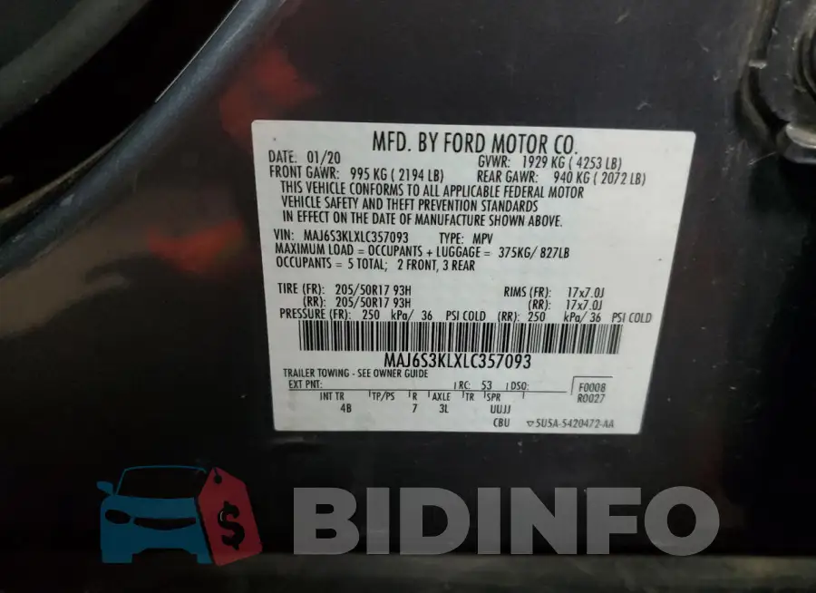 MAJ6S3KLXLC357093 Photo# 12