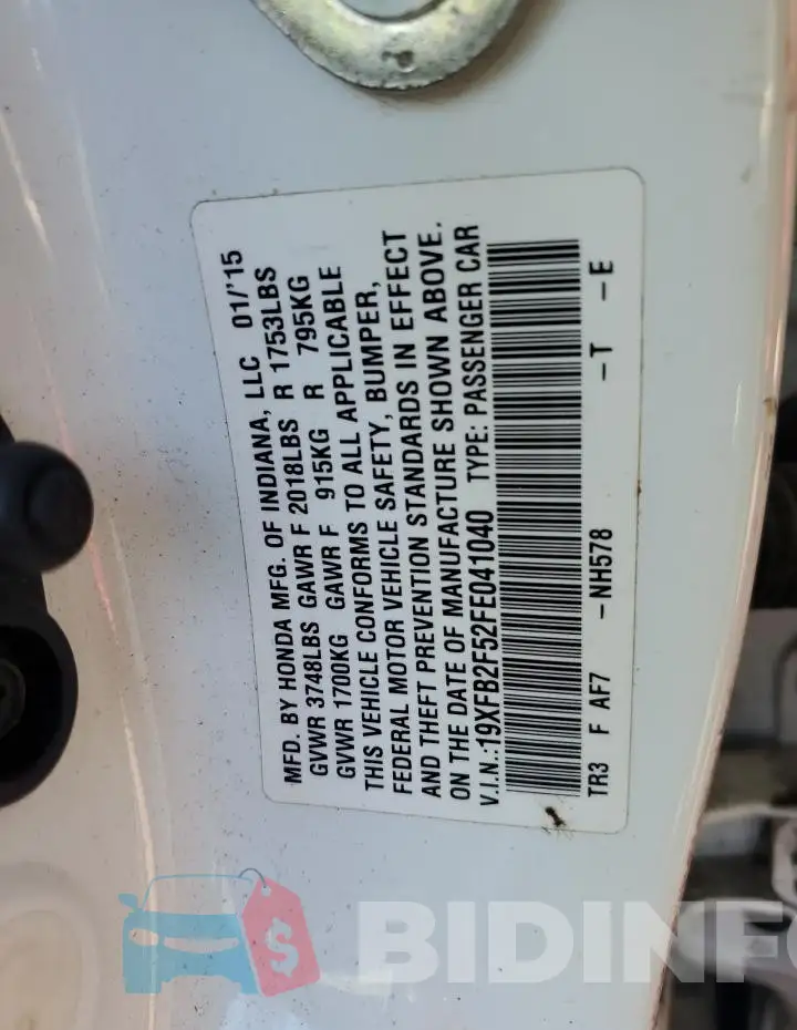 19XFB2F52FE041040 Photo# 12