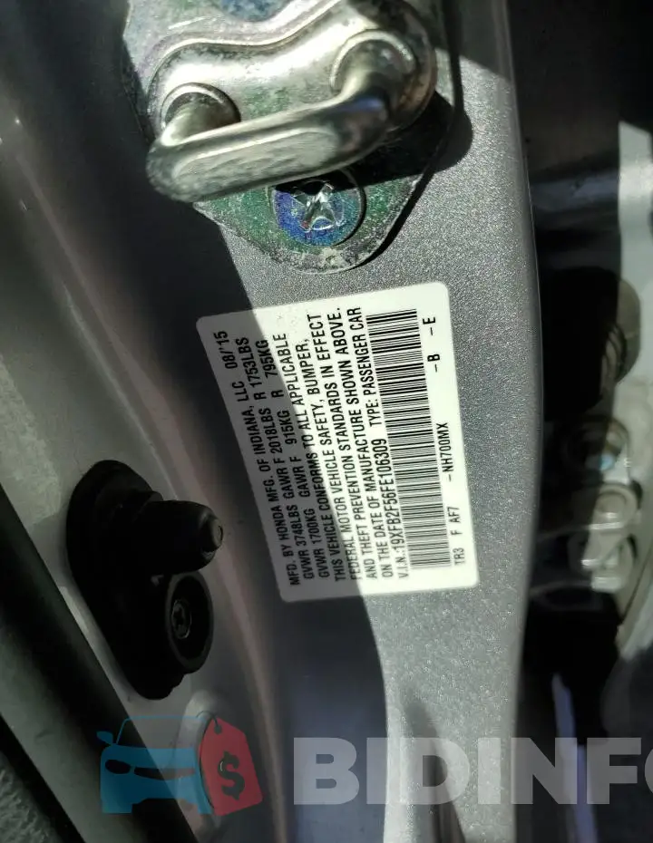 19XFB2F56FE106309 Photo# 12