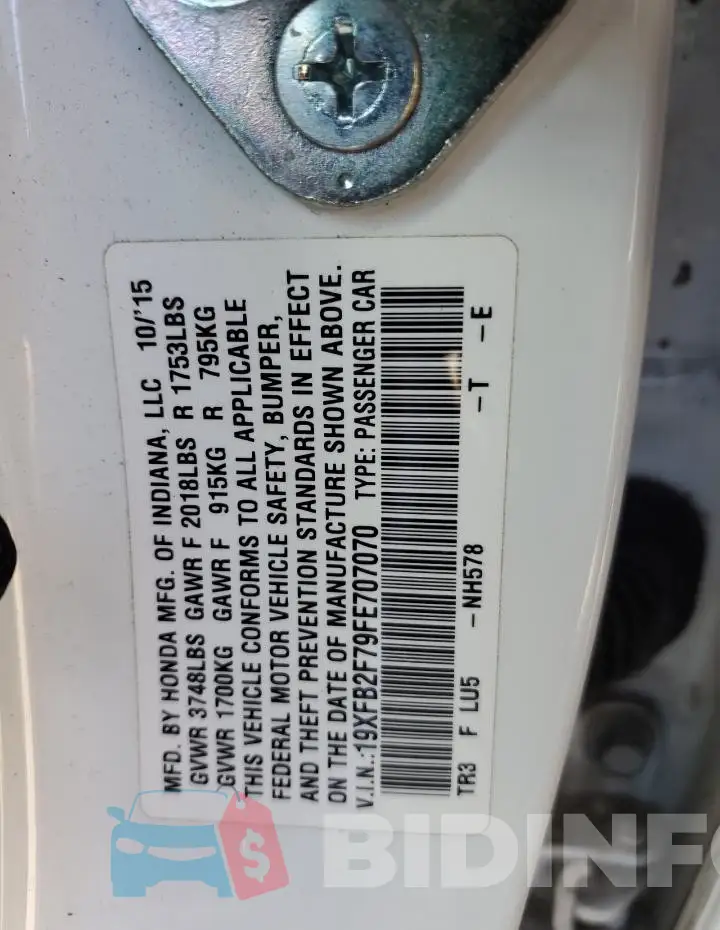 19XFB2F79FE707070 Photo# 12