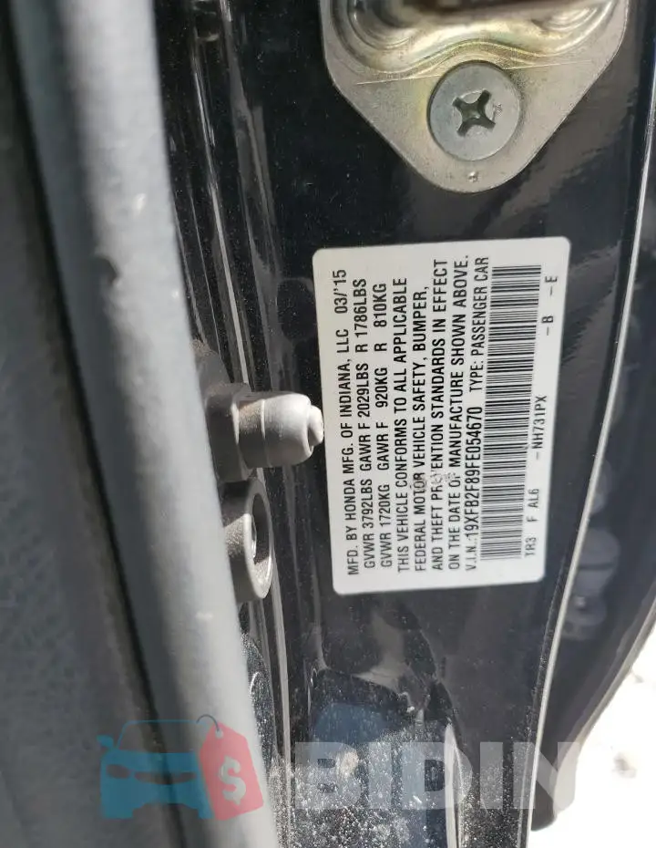 19XFB2F89FE054670 Photo# 13