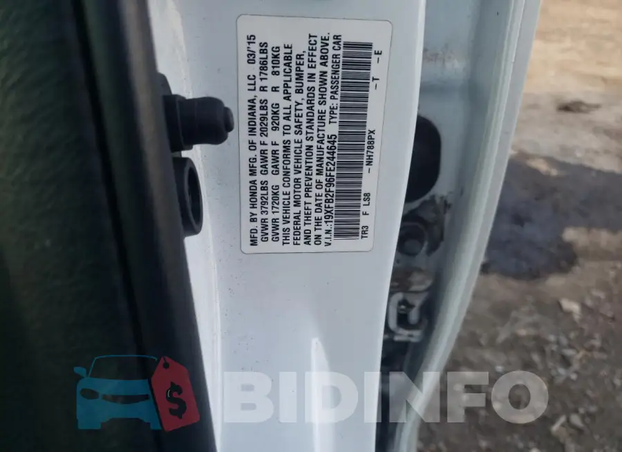 19XFB2F96FE244645 Photo# 12