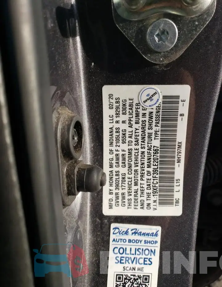 19XFC1F39LE207667 Photo# 12