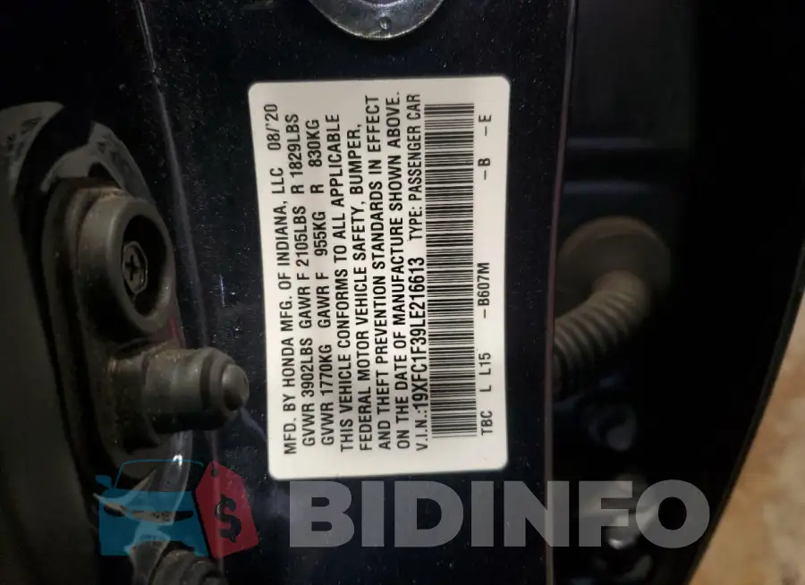 19XFC1F39LE216613 Photo# 12
