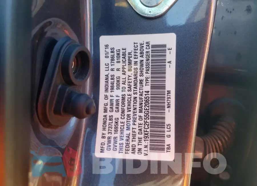 19XFC2F55GE206514 Photo# 12