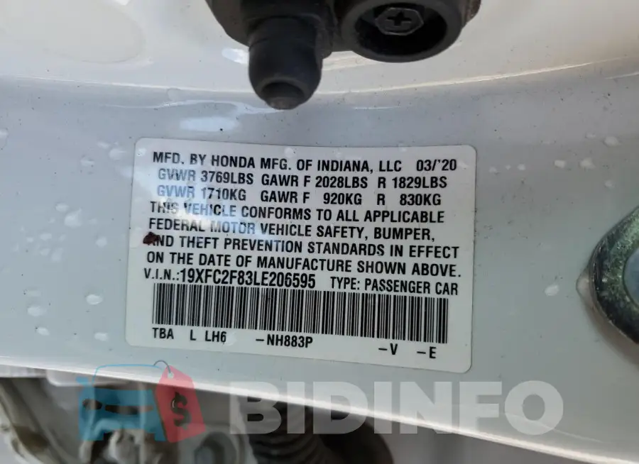 19XFC2F83LE206595 Photo# 12