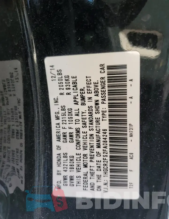 1HGCR2F52FA084246 Photo# 12