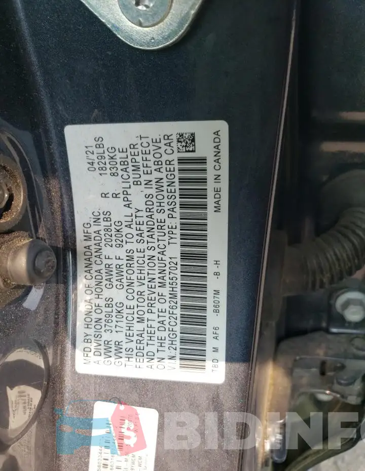 2HGFC2F62MH557021 Photo# 12