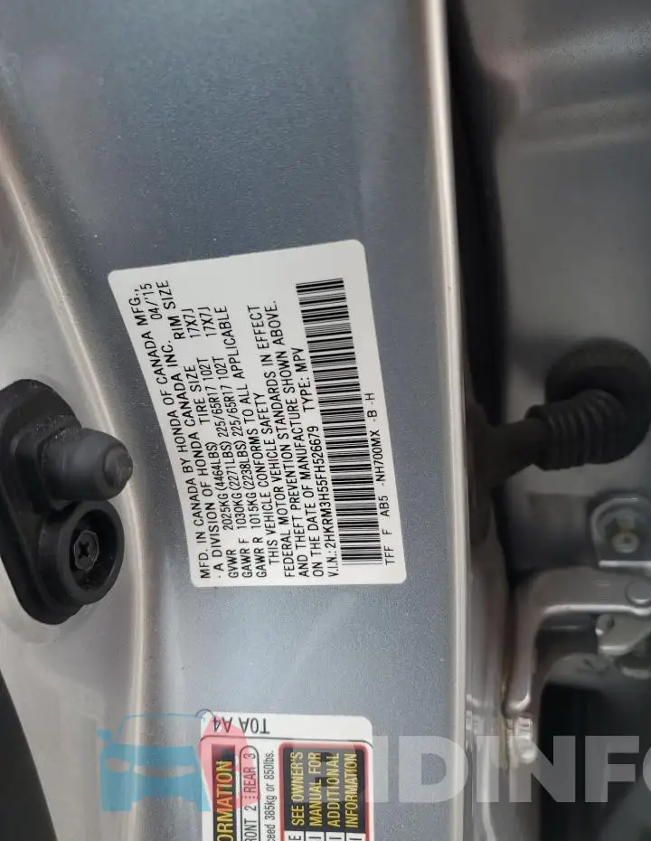 2HKRM3H55FH526679 Photo# 12