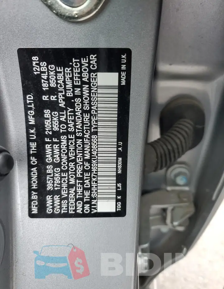 SHHFK7H69KU408568 Photo# 12