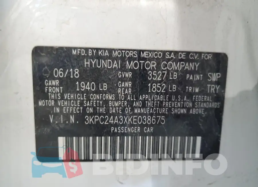 3KPC24A3XKE038675 Photo# 12