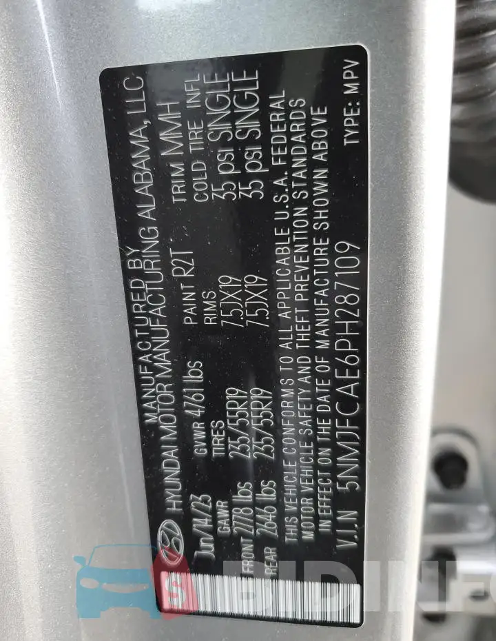 5NMJFCAE6PH287109 Photo# 13