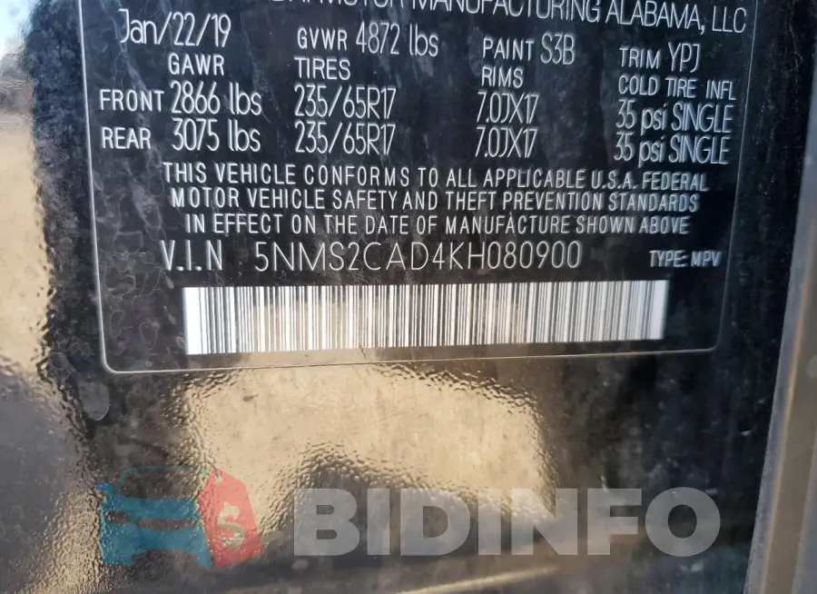 5NMS2CAD4KH080900 Photo# 14