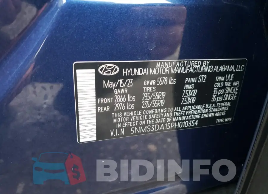 5NMS3DA15PH010354 Photo# 12