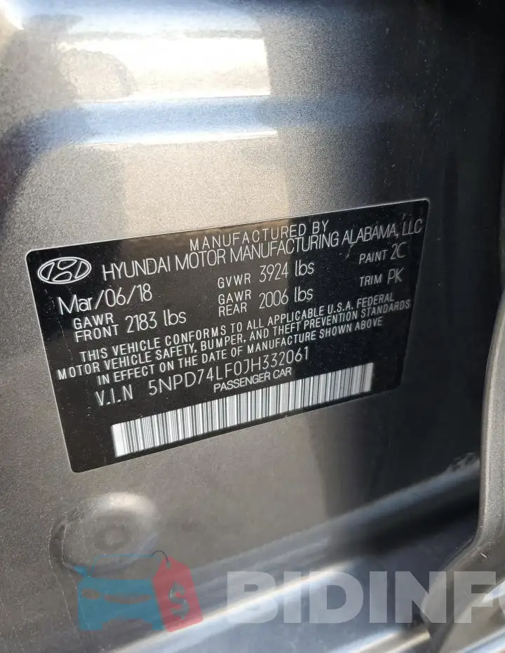 5NPD74LF0JH332061 Photo# 12