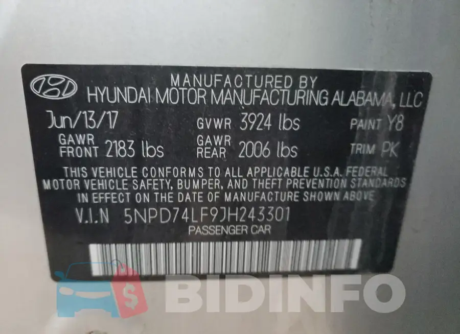 5NPD74LF9JH243301 Photo# 13