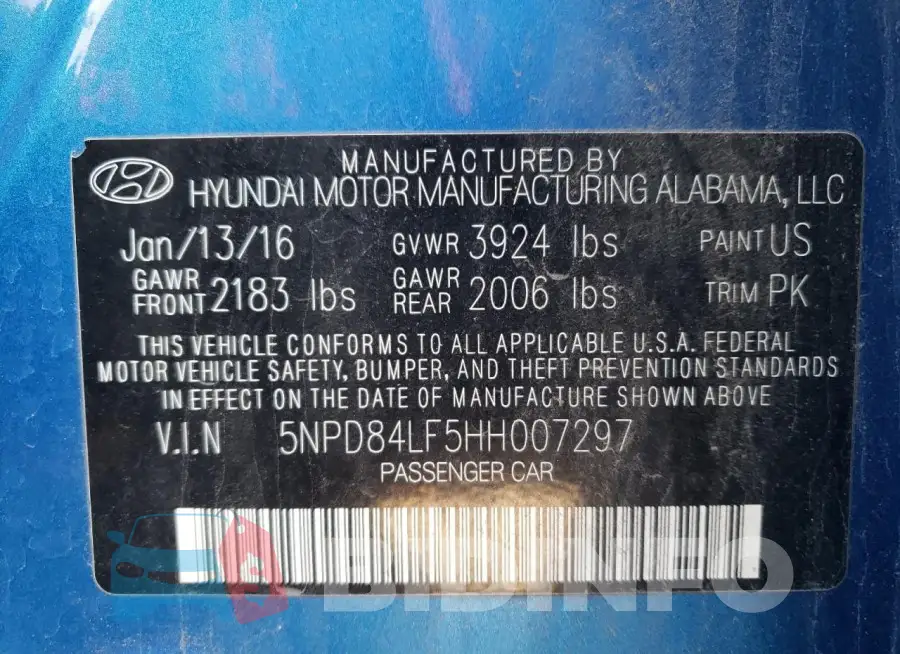 5NPD84LF5HH007297 Photo# 12