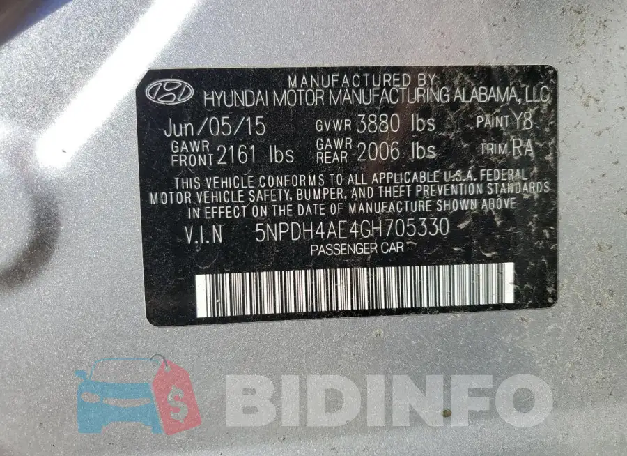 5NPDH4AE4GH705330 Photo# 13