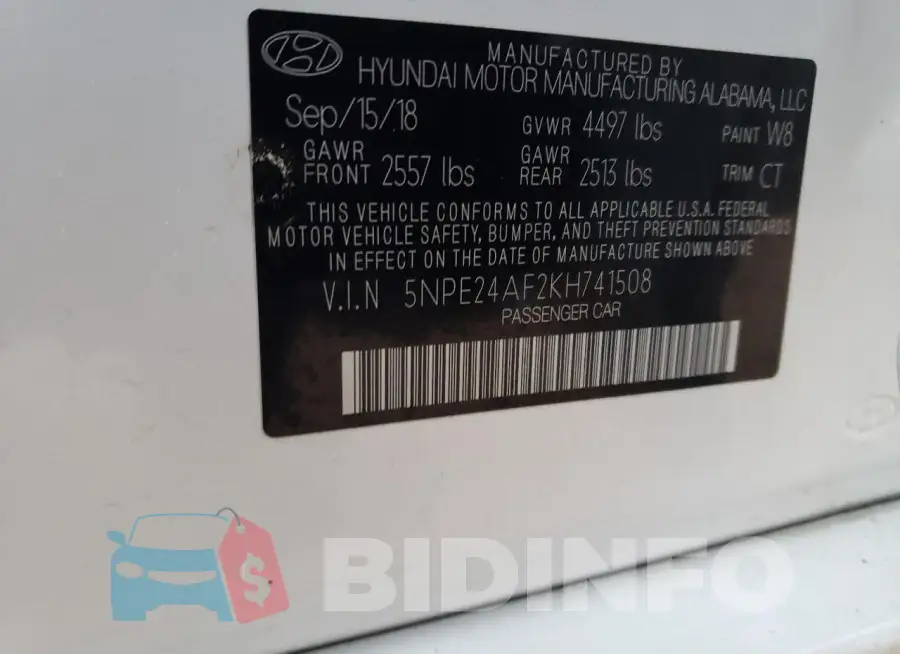 5NPE24AF2KH741508 Photo# 12