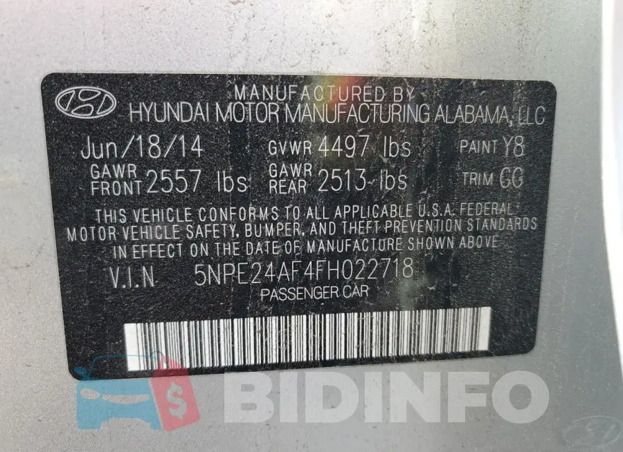 5NPE24AF4FH022718 Photo# 12