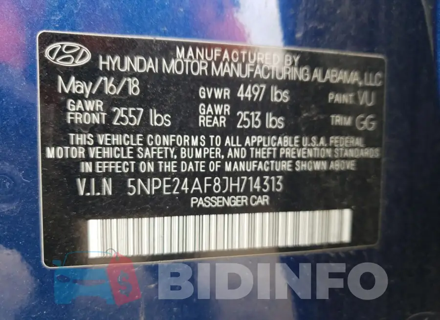 5NPE24AF8JH714313 Photo# 13