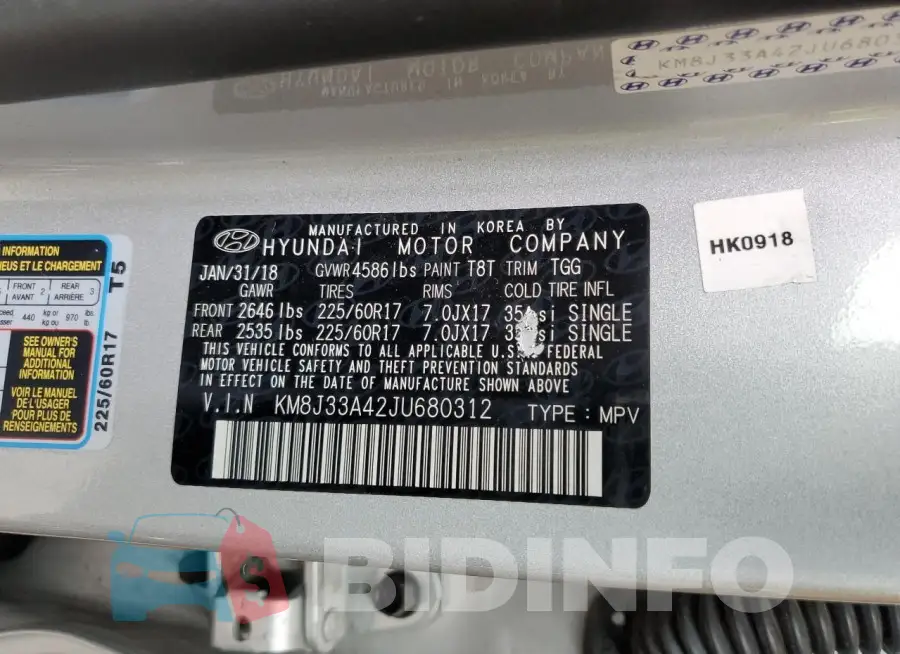 KM8J33A42JU680312 Photo# 13