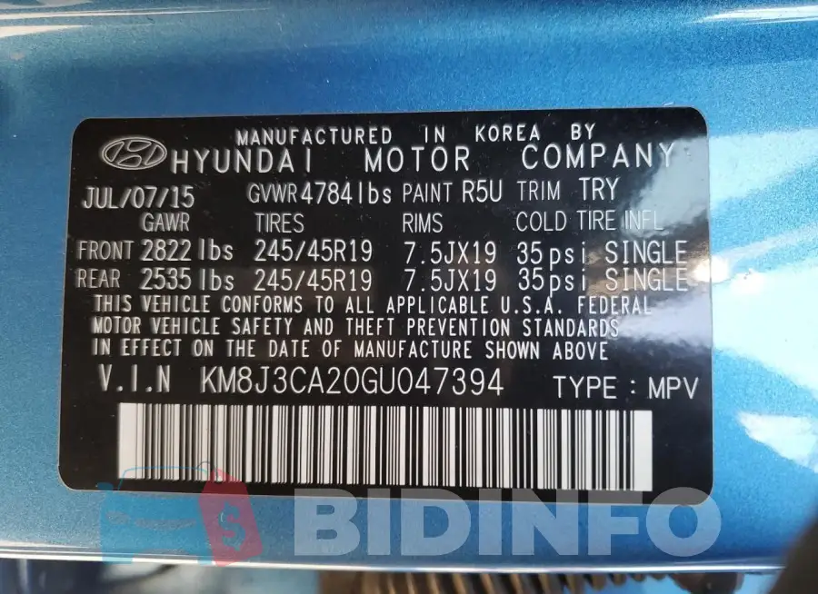 KM8J3CA20GU047394 Photo# 13