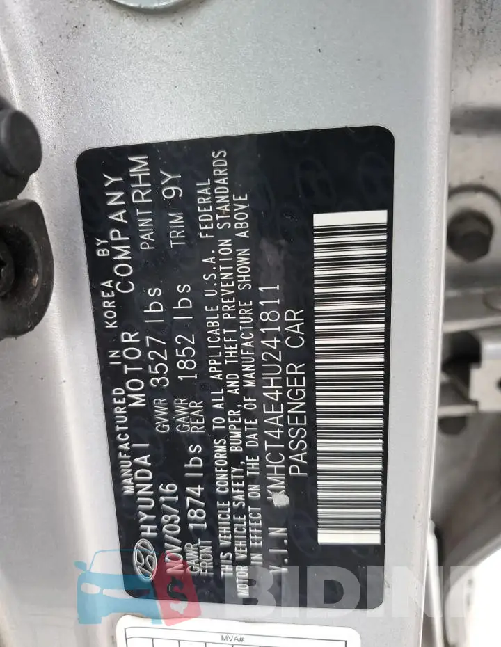 KMHCT4AE4HU241811 Photo# 12
