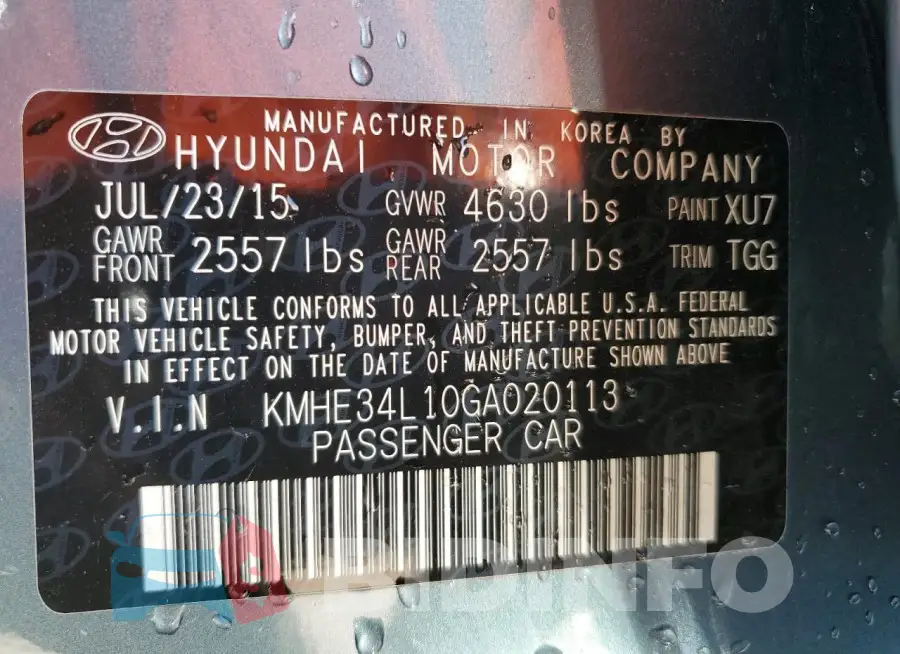 KMHE34L10GA020113 Photo# 12