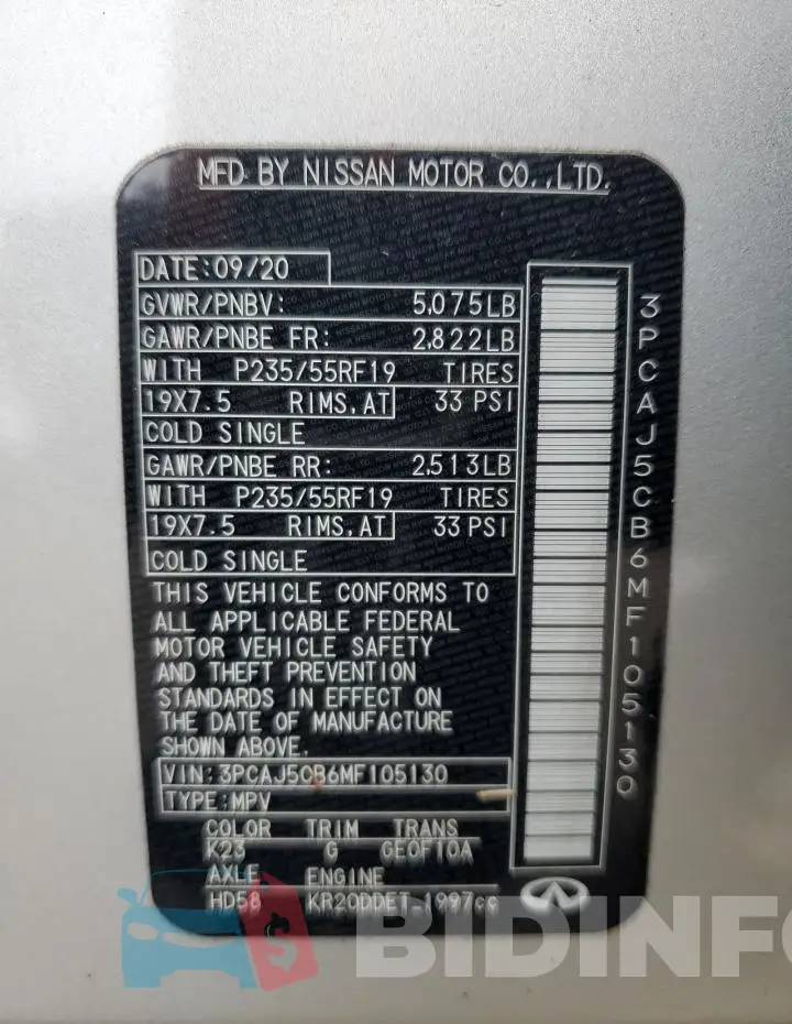 3PCAJ5CB6MF105130 Photo# 13