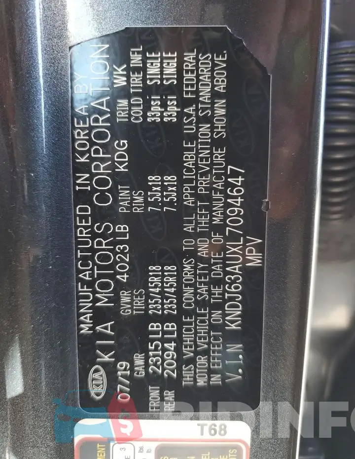 KNDJ63AUXL7094647 Photo# 12