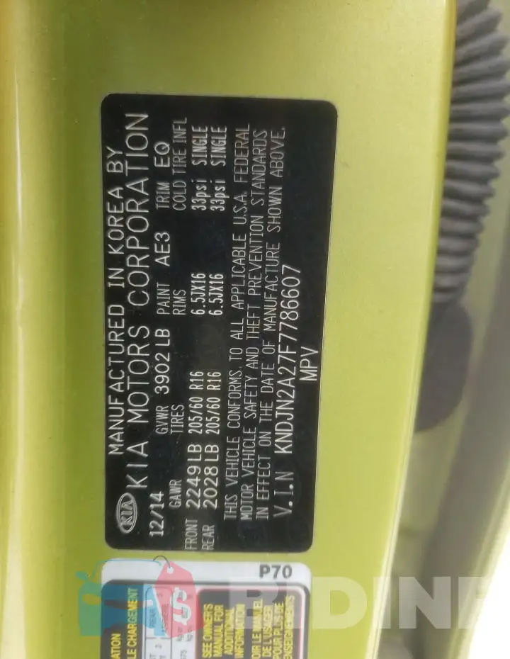 KNDJN2A27F7786607 Photo# 12