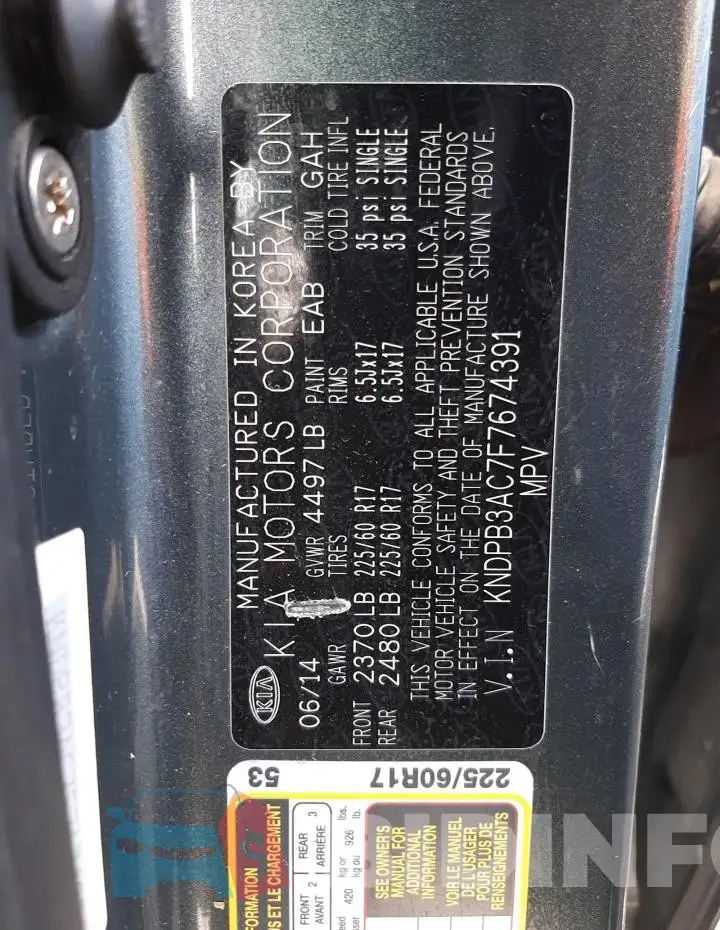 KNDPB3AC7F7674391 Photo# 12