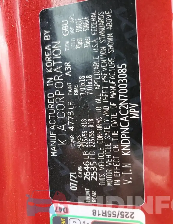 KNDPNCAC2N7003085 Photo# 12